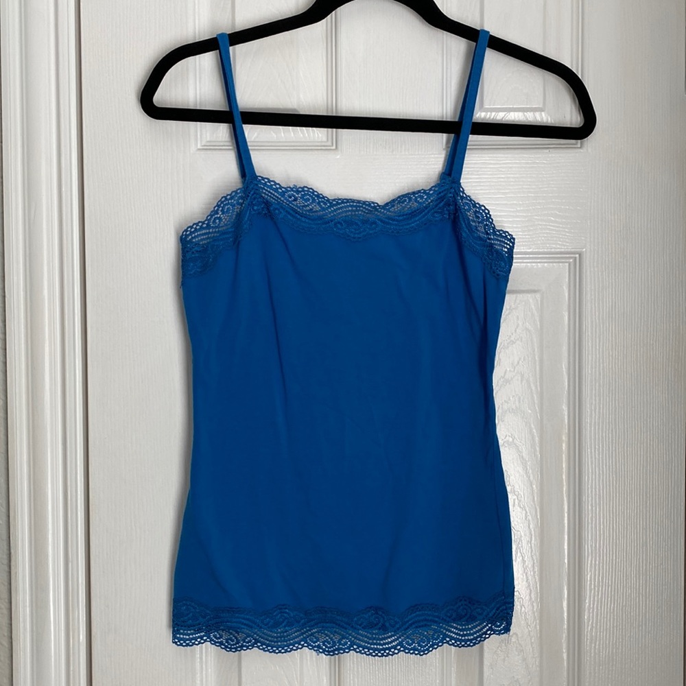 Ann Taylor Blue Cami with Lace XXS